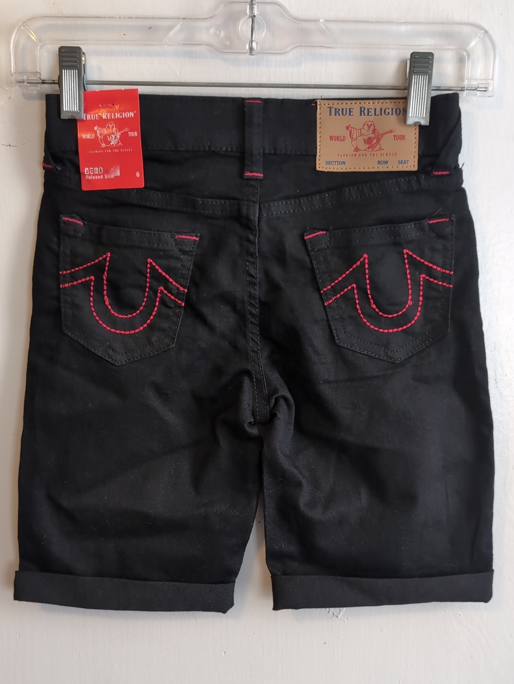 True Religion Geno Black Shorts boys size 6